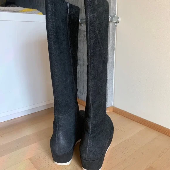 Camper Wedge Knee High Suede Boots - Picture 3 of 5